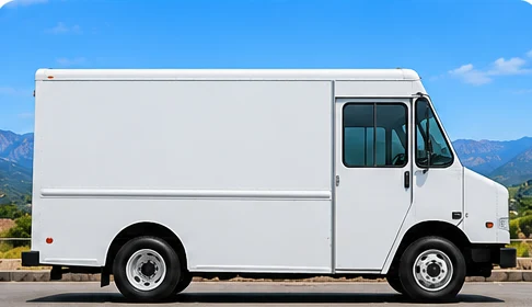 Commercial truck at a transportation facility